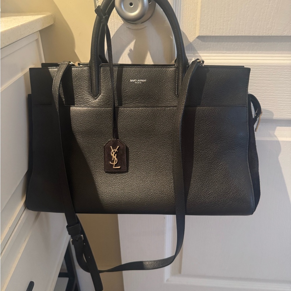 Saint Laurent Black Leather Tote Bag